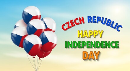 Czech Republic Independence Day: Balloons with Flag Colors, Celebration Concept.