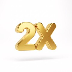 A golden three-dimensional text "2X" © Viktoriia