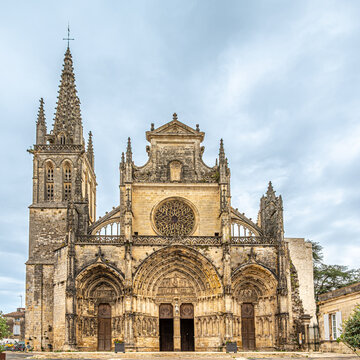 View at the cathedral of Saint John the Baptist in the streets of Angouleme - France