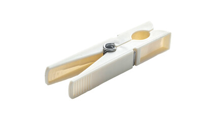 Off-white plastic clothespin, angled view