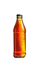 Glass bottle of amber-colored drink