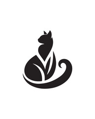 vector black cat logo design