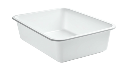 Rectangular white plastic storage container