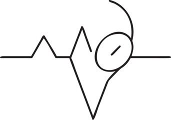 Heartbeat Line with Oval Symbol continuous outli