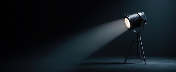 The spotlight casting dramatic light in a dark environment for creative visuals.