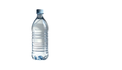 Clear plastic water bottle with light blue cap (1)