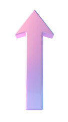 A vibrant, 3D rendered, upward-pointing arrow, gradient from light pink to light purple