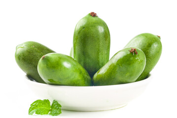 Fresh Mini Kiwi Fruits in White Bowl on Clean Background