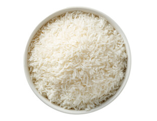 White Rice in Round Bowl on White Background for Cooking and Food Presentation