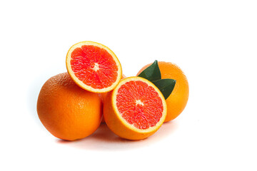 Fresh Blood Oranges with Red Flesh on White Background - Citrus Fruit Stock Photo