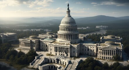 Obraz premium The United States Capitol Building in a Post-Apocalyptic Landscape