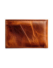 Top-down view of a light brown leather cardholder