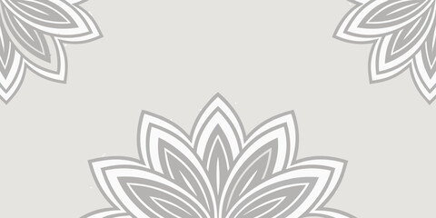 Fototapeta premium An abstract white lotus floral vector design with leafy elements on a gray background