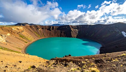 Crater lake dramatic landscape