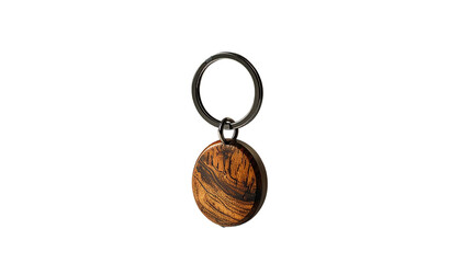 Dark wood circle keychain with metal ring