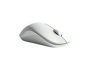 White wireless computer mouse, angled view