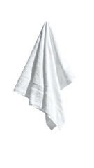 A white cloth towel hangs, draped and folded