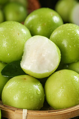 Fresh Taiwan Guifei Jujube Dates with Milky White Flesh in Traditional Bamboo Basket