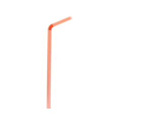 A single, reddish-pink drinking straw, angled upward, against a black background