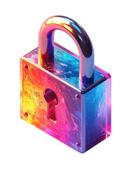 Colorful, 3D padlock with vibrant hues