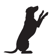 Playful Dog Begging Silhouette – Black Pet Icon for Logo, Clipart, and Design