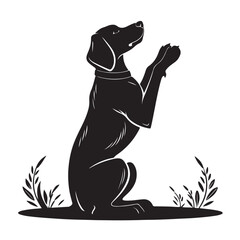 Playful Dog Begging Silhouette – Black Pet Icon for Logo, Clipart, and Design