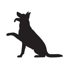 Playful Dog Begging Silhouette – Black Pet Icon for Logo, Clipart, and Design