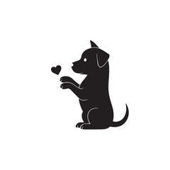 Playful Dog Begging Silhouette – Black Pet Icon for Logo, Clipart, and Design