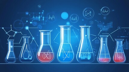 Glowing grid interface chemistry symbols and digital molecule flow science tech concept