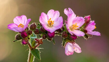 Obraz premium Close-up of delicate pink wildflowers