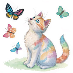 cat and butterfly