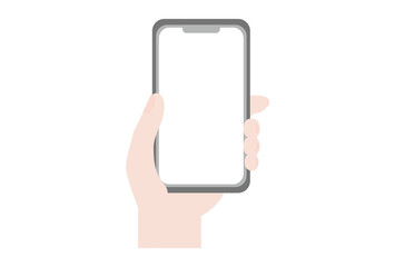 白い画面のスマホを持つ手