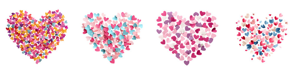 Heart Shaped Confetti Collection: Colorful Valentine's Day Decoration on White