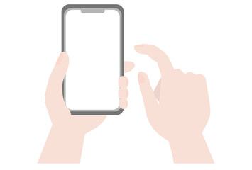 スマホを操作する手元のイラスト