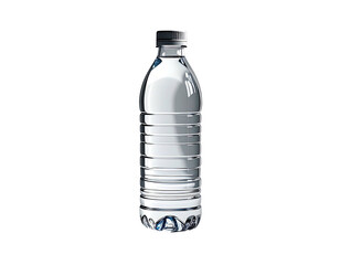 Clear plastic bottle, ribbed, with cap