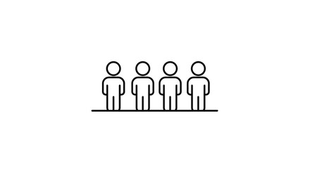 Fototapeta premium Four people standing in line illustration icon, Vector illustration, queue line 