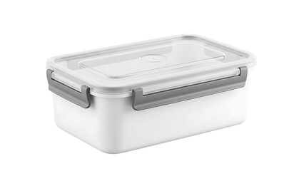 White plastic food container with clear lid for kitchen storage and organization airtight and leakproof 1000ml on transparent background