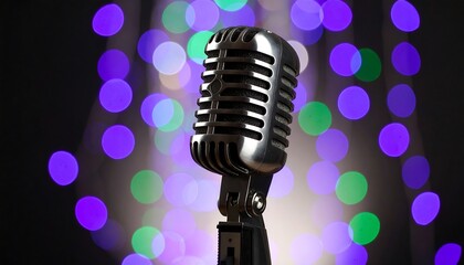 Vintage Microphone on Stage.