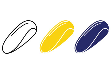 Vector art of three computer mouse icons, each rendered in a different style a black outline, a solid yellow fill, and a solid blue fill, all arranged side by side