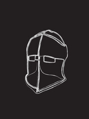 Spartan warior helmet brush painting illustration. Art drawing of roman wario helmet for poster or wall decoratioin.