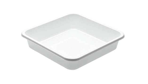 Square, white plastic container, empty,  for storage