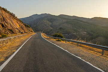 Winding path between slopes terraced with  , where the path twists and turns, adapting to the rugged terrain