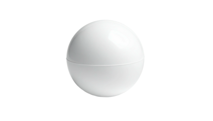 A pristine white, ovoid container, seemingly divided into two halves by a subtle horizontal line, sits against a stark black background