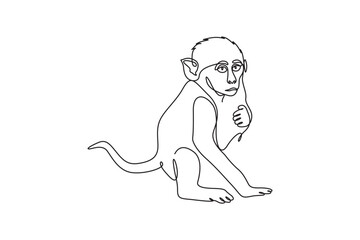 Vector illustration of a small monkey in detailed style, isolated on white background, perfect for wildlife themes, jungle animals, playful designs, educational materials, logos, and creative projects