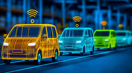 Autonomous vehicles with wireless connectivity driving in a futuristic urban environment