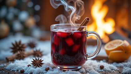 Steaming Mulled Wine with Spices