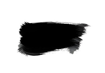 Illustration of a thick, textured black brush stroke with a rough edge, isolated on a transparent background, suitable for artistic use on transparent background