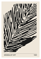 Minimalist poster with abstract art leaf composition in trendy contemporary collage style