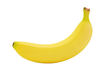 Illustration of a single ripe yellow banana isolated on transparent background, a healthy and nutritious fruit on transparent background