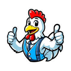 Happy Chicken Mascot with Thumbs Up